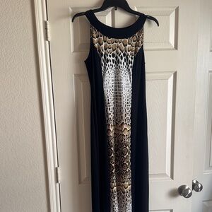 VINTAGE AB Studio Black and Leopard Print Maxi Dress